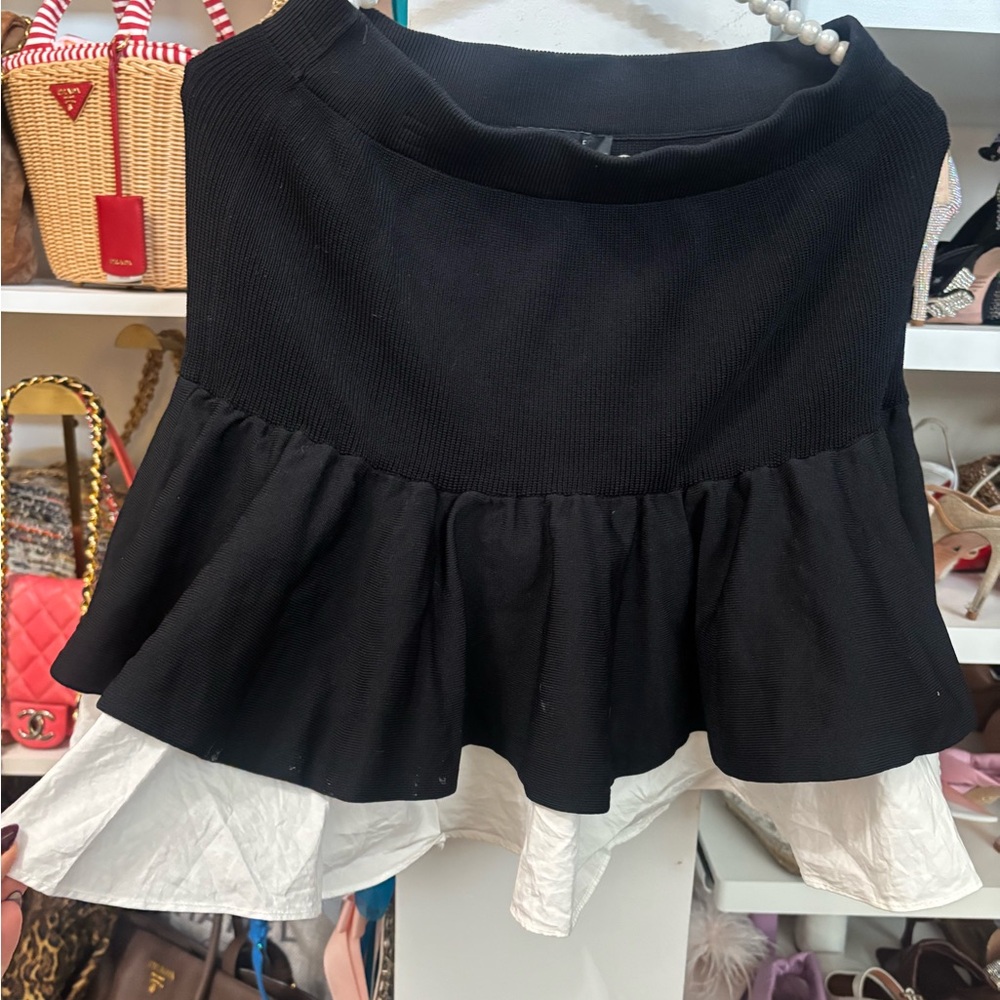 ASOS Luxe Black and White A-Line Skirt